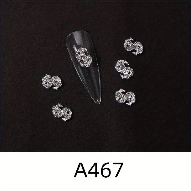 3D Dollar Sign Nail Art Charms Metal Alloy Dollars Nail Art Decoration