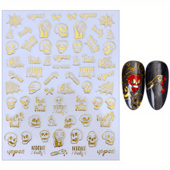 Halloween 3D Nail Stickers Decals Pumpkin Ghost Cross Nail Art Supplies