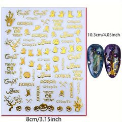 Halloween 3D Nail Stickers Decals Pumpkin Ghost Cross Nail Art Supplies
