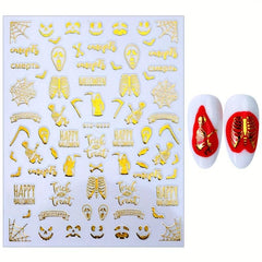 Halloween 3D Nail Stickers Decals Pumpkin Ghost Cross Nail Art Supplies