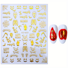 Halloween 3D Nail Stickers Decals Pumpkin Ghost Cross Nail Art Supplies