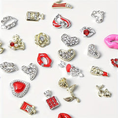 Romantic Rose Lips Nail Art 3D Nail Rhinestones DIY Manicure Decoration