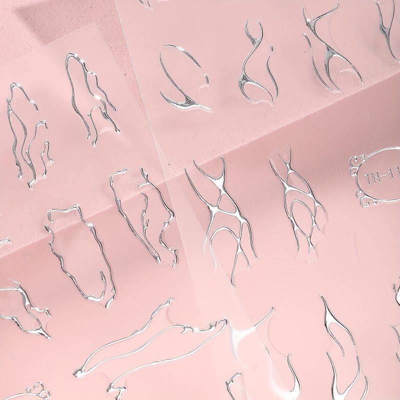 Irregular Line Nail Stickers 3D Self Adhesive Nail Decorations 2 Sheets