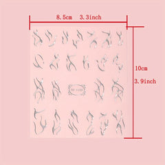 Irregular Line Nail Stickers 3D Self Adhesive Nail Decorations 2 Sheets