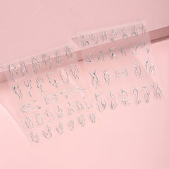 Irregular Line Nail Stickers 3D Self Adhesive Nail Decorations 2 Sheets