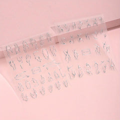 Irregular Line Nail Stickers 3D Self Adhesive Nail Decorations 2 Sheets