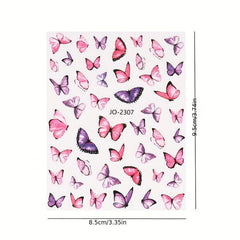 12 Butterfly Nail Art Stickers Self Adhesive Decals for DIY Manicure