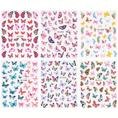12 Butterfly Nail Art Stickers Self Adhesive Decals for DIY Manicure