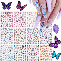 12 Butterfly Nail Art Stickers Self Adhesive Decals for DIY Manicure