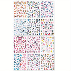 12 Butterfly Nail Art Stickers Self Adhesive Decals for DIY Manicure