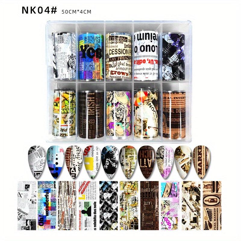 Y2K Nail Art Stickers Glitter Wrap Transfer Starry Sky Marbling DIY Nails