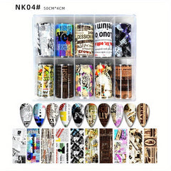 Y2K Nail Art Stickers Glitter Wrap Transfer Starry Sky Marbling DIY Nails