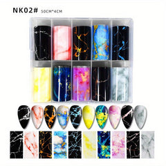 Y2K Nail Art Stickers Glitter Wrap Transfer Starry Sky Marbling DIY Nails