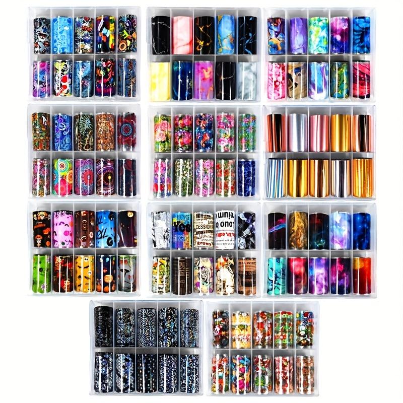 Y2K Nail Art Stickers Glitter Wrap Transfer Starry Sky Marbling DIY Nails