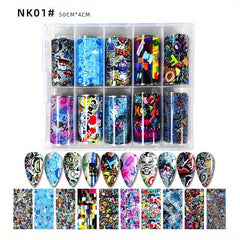 Y2K Nail Art Stickers Glitter Wrap Transfer Starry Sky Marbling DIY Nails