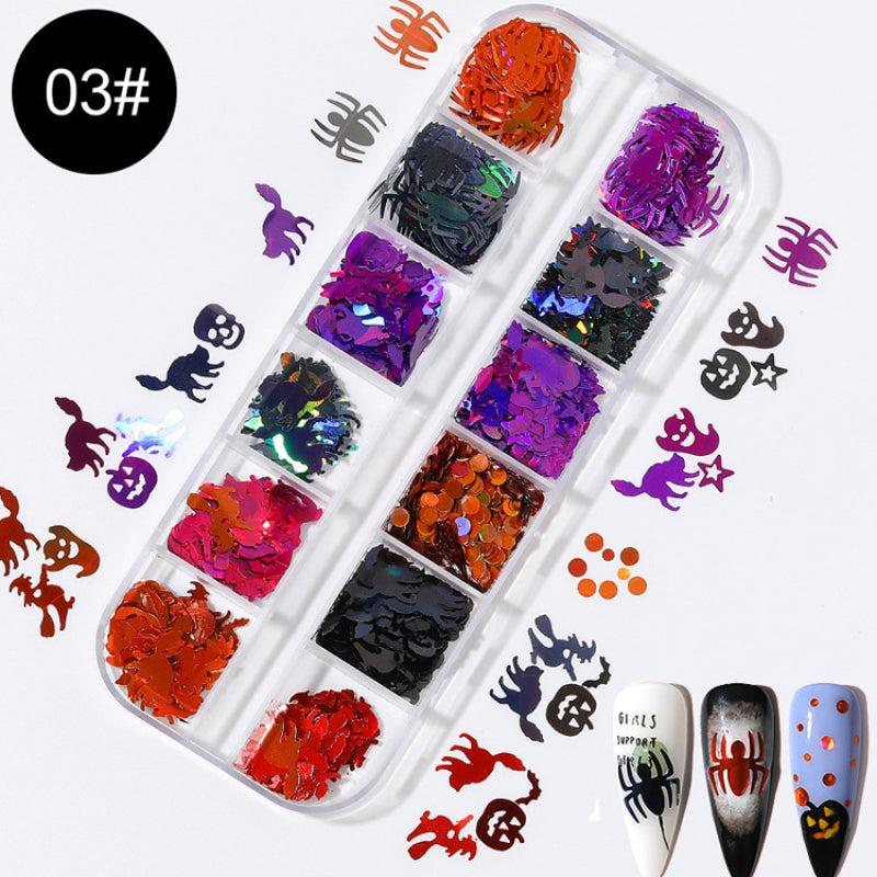 2pcs Glitter 3D Holographic Nail Art Halloween Chunky Sequins Flakes