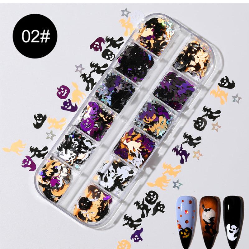 2pcs Glitter 3D Holographic Nail Art Halloween Chunky Sequins Flakes