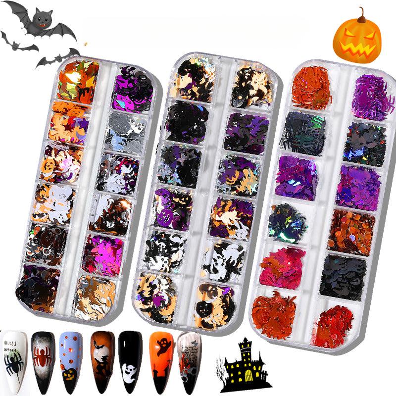 2pcs Glitter 3D Holographic Nail Art Halloween Chunky Sequins Flakes
