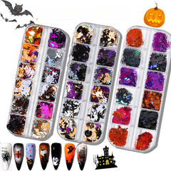 2pcs Glitter 3D Holographic Nail Art Halloween Chunky Sequins Flakes