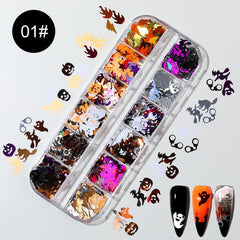 2pcs Glitter 3D Holographic Nail Art Halloween Chunky Sequins Flakes