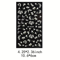Boho Nail Stickers Floral Embossed Acrylic Relief Sliders and Manicure Decals