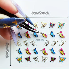 30 Sheets Butterfly Nail Art Stickers Self Adhesive French Tips Nail