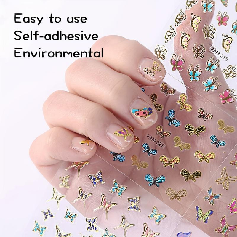 30 Sheets Butterfly Nail Art Stickers Self Adhesive French Tips Nail