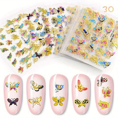 30 Sheets Butterfly Nail Art Stickers Self Adhesive French Tips Nail