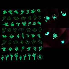 9pcs Glow In Dark Skull Nail Stickers Halloween Nail Decals