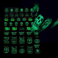 9pcs Glow In Dark Skull Nail Stickers Halloween Nail Decals