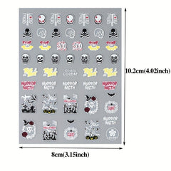 9pcs Glow In Dark Skull Nail Stickers Halloween Nail Decals