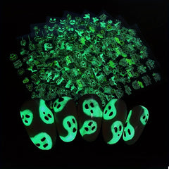 9pcs Glow In Dark Skull Nail Stickers Halloween Nail Decals