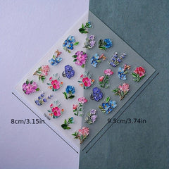 5D Embossed Purple Nail Art Stickers Self Adhesive Nail Art Decals