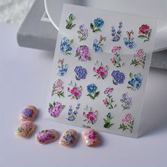 5D Embossed Purple Nail Art Stickers Self Adhesive Nail Art Decals