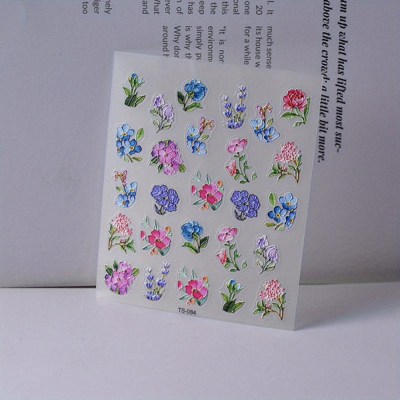 5D Embossed Purple Nail Art Stickers Self Adhesive Nail Art Decals
