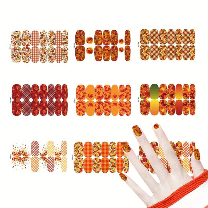 9 Sheets of Maple Leaf Nail Art Stickers for Autumn Nails