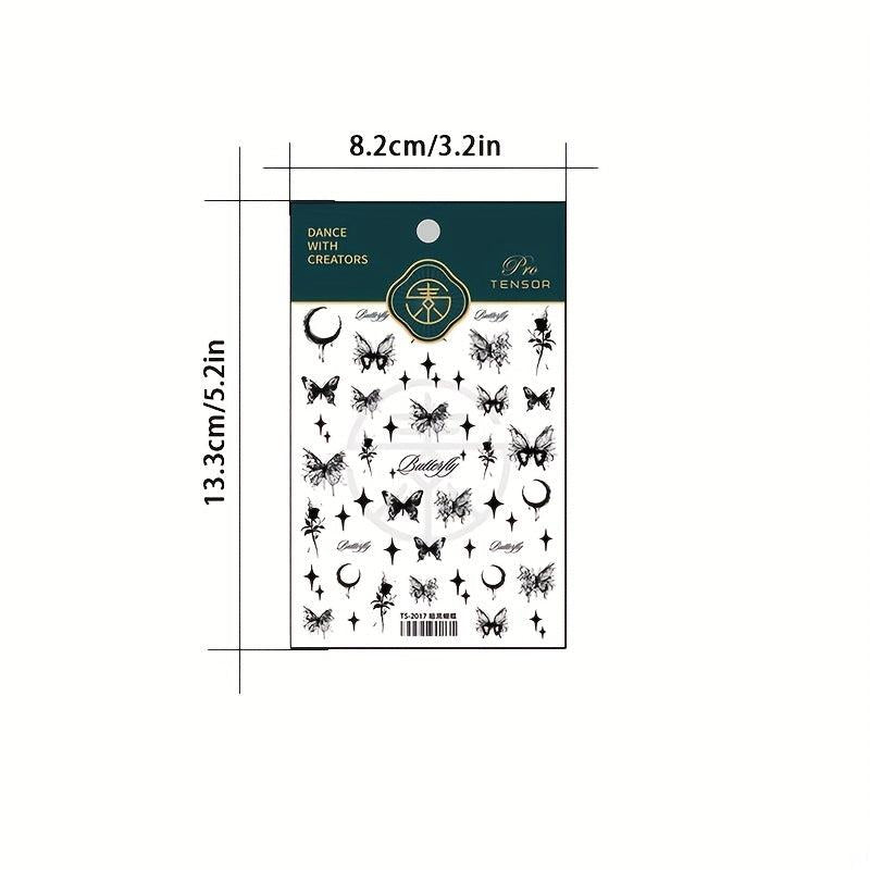 Embossed Butterfly Rose Flower Nail Stickers DIY Nail Art Decals