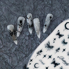Embossed Butterfly Rose Flower Nail Stickers DIY Nail Art Decals