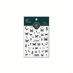 Embossed Butterfly Rose Flower Nail Stickers DIY Nail Art Decals