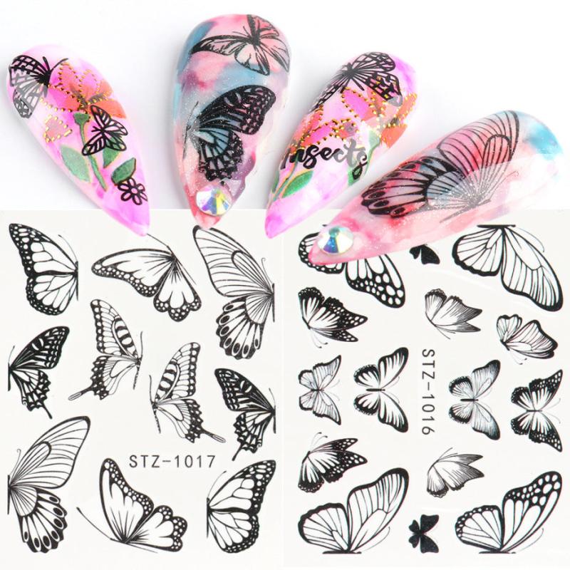 30 Pcs 3D Snowflake Butterfly Nail Stickers Self Adhesive Decals for Nail Art