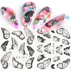 30 Pcs 3D Snowflake Butterfly Nail Stickers Self Adhesive Decals for Nail Art