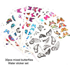 30 Pcs 3D Snowflake Butterfly Nail Stickers Self Adhesive Decals for Nail Art