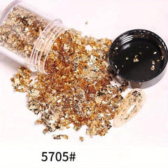 Golden Silvery Champagne Nail Foil Flakes DIY Nail Glitter Foil