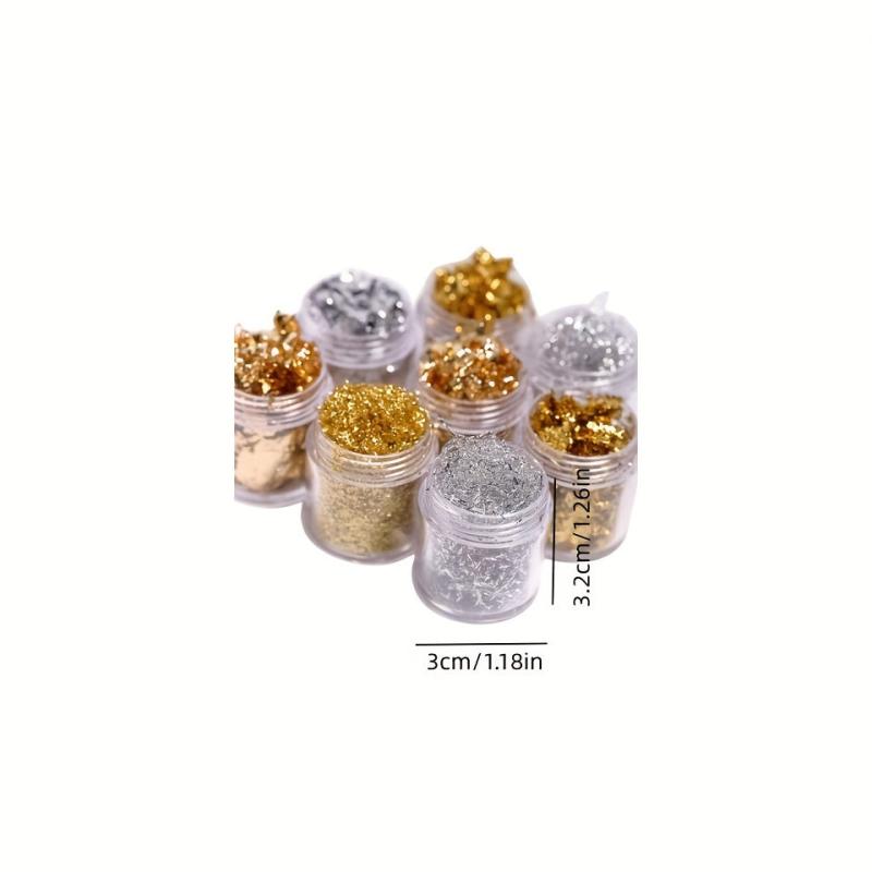 Golden Silvery Champagne Nail Foil Flakes DIY Nail Glitter Foil