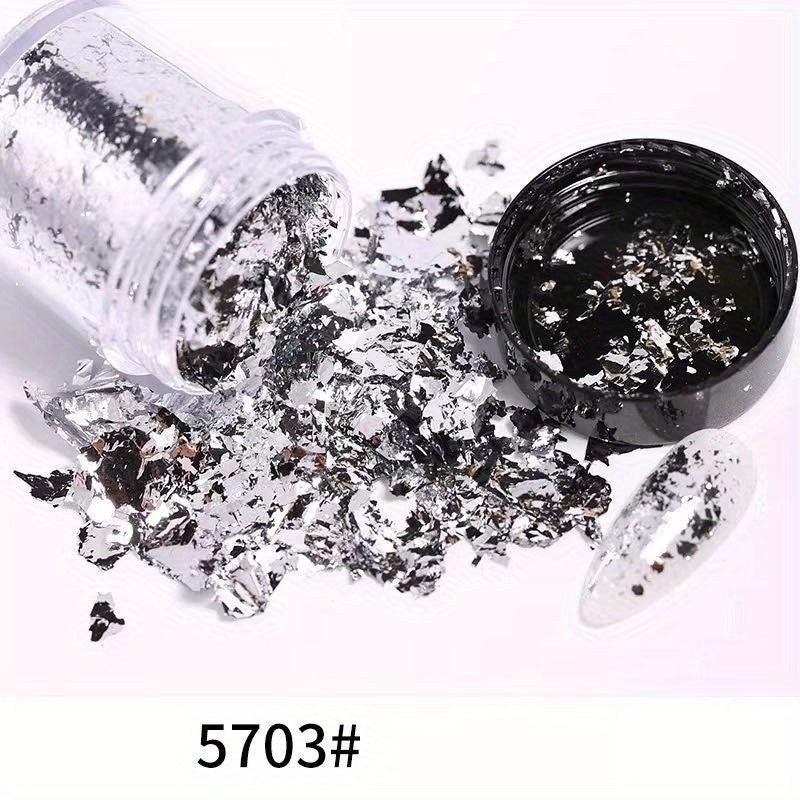 Golden Silvery Champagne Nail Foil Flakes DIY Nail Glitter Foil