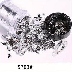 Golden Silvery Champagne Nail Foil Flakes DIY Nail Glitter Foil