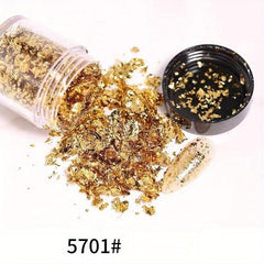 Golden Silvery Champagne Nail Foil Flakes DIY Nail Glitter Foil