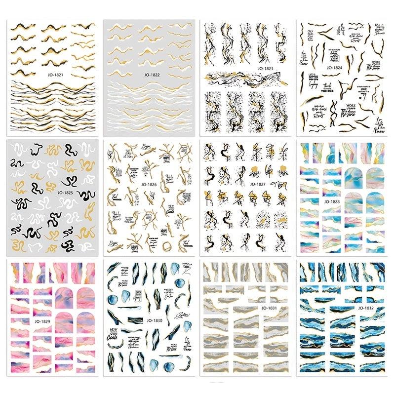 Marble Nail Stickers Self Adhesive Gradient Nail Decals