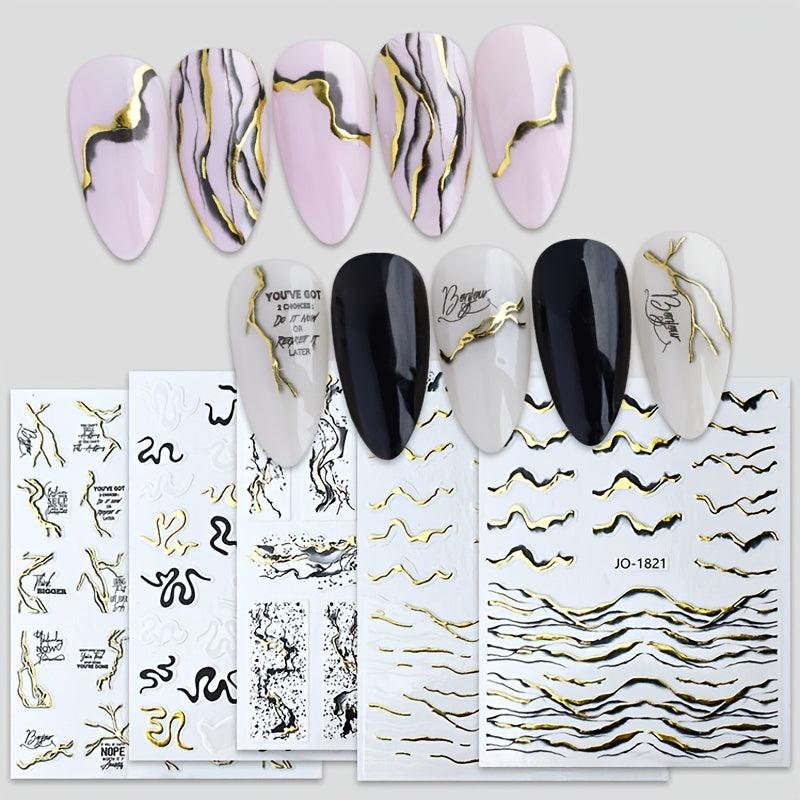 Marble Nail Stickers Self Adhesive Gradient Nail Decals