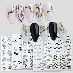 Marble Nail Stickers Self Adhesive Gradient Nail Decals